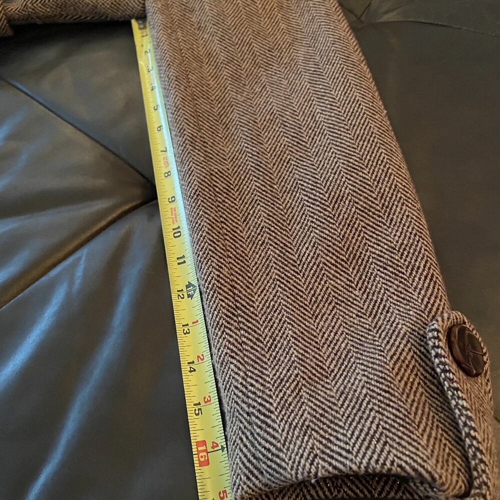 VTG Tailored Flare Fit Herringbone Tweed Wool Blend Coat. Merona, Women's Medium - Picture 15 of 16